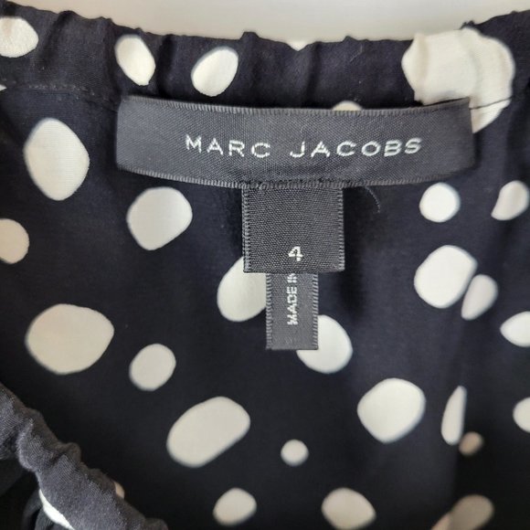 MARC JACOBS Black and White Polka Dot Ruffled Silk Dress - Size 4 - Picture 8 of 10